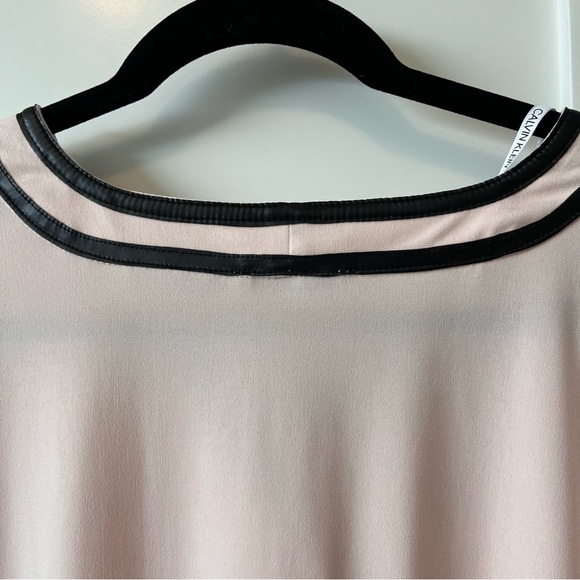 Calvin Klein Blush V-Neck Blouse with Black Trim - Picture 5 of 9